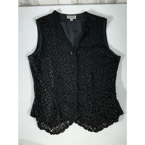 San Andre 1993 Womens Black Lace Front Button Up Vest Size 10 (Medium) Vintage - Picture 7 of 11